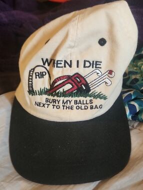 Embroidered White and Black Golf Humor Cap